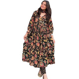 GoSriKi Women's Rayon Viscose Anarkali Printed Kurta with Palazzo & Dupatta