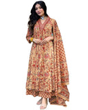 GoSriKi Women's Rayon Viscose Anarkali Printed Kurta with Palazzo & Dupatta